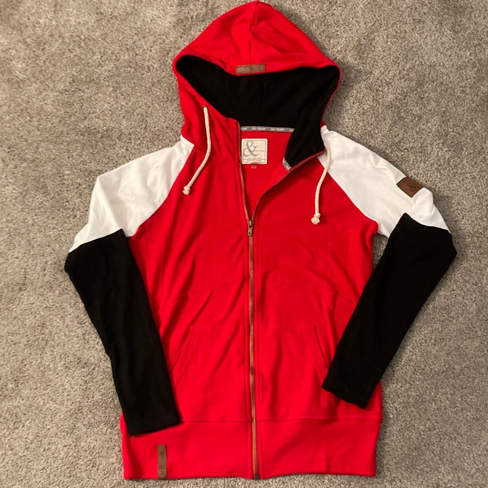 AMPERSAND AVE performance fleece colorblock FullZip Hoodie S
